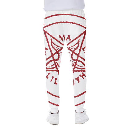 Red Satanic Pentagram Symbol Print Scuba Joggers