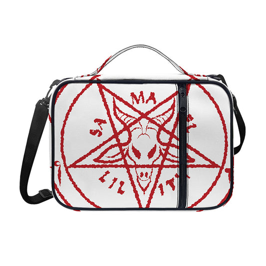 Red Satanic Pentagram Symbol Print Shoulder Strap Bible Bag