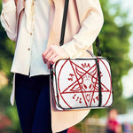 Red Satanic Pentagram Symbol Print Shoulder Strap Bible Bag