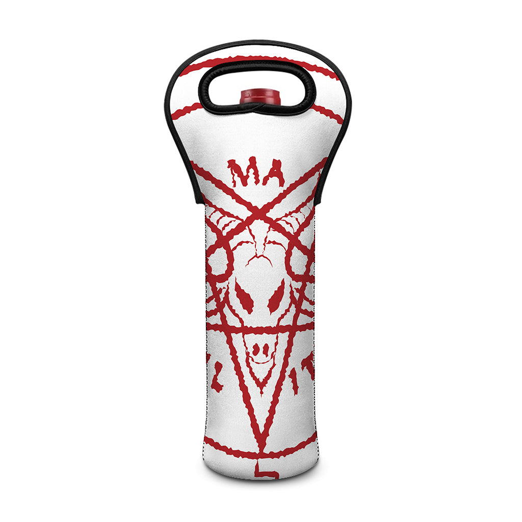 Red Satanic Pentagram Symbol Print Single Neoprene Wine Tote