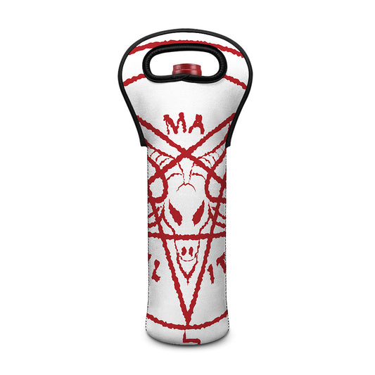 Red Satanic Pentagram Symbol Print Single Neoprene Wine Tote