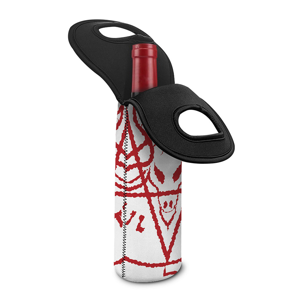 Red Satanic Pentagram Symbol Print Single Neoprene Wine Tote