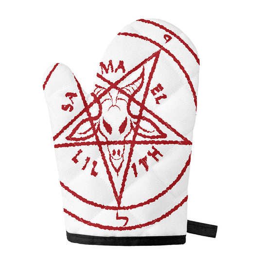Red Satanic Pentagram Symbol Print Single Oven Mitt