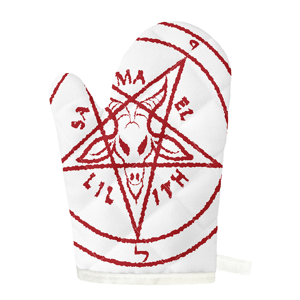 Red Satanic Pentagram Symbol Print Single Oven Mitt