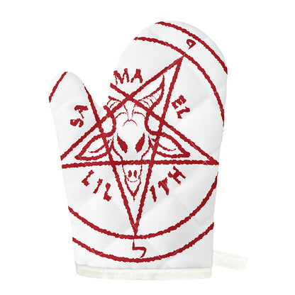 Red Satanic Pentagram Symbol Print Single Oven Mitt