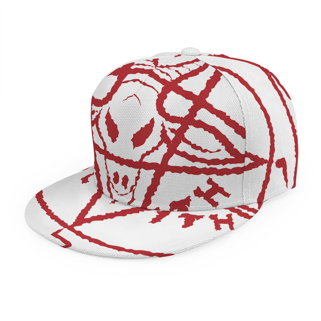 Red Satanic Pentagram Symbol Print Snapback Cap