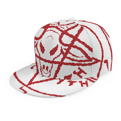 Red Satanic Pentagram Symbol Print Snapback Cap