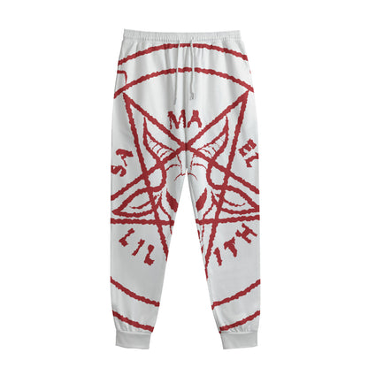 Red Satanic Pentagram Symbol Print Sweatpants