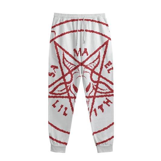 Red Satanic Pentagram Symbol Print Sweatpants