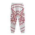 Red Satanic Pentagram Symbol Print Sweatpants
