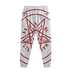 Red Satanic Pentagram Symbol Print Sweatpants