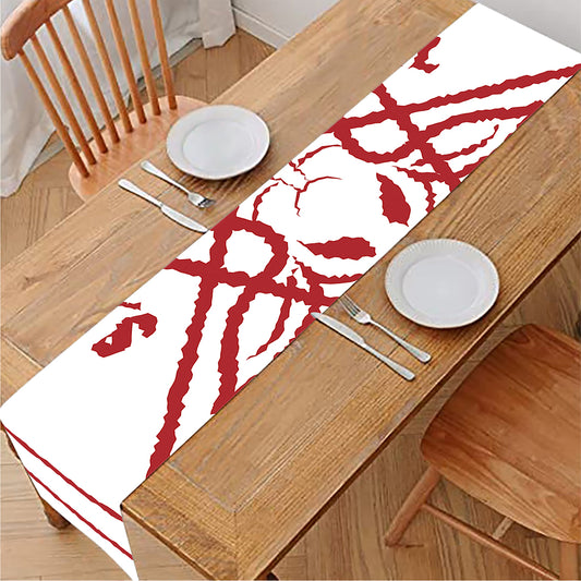 Red Satanic Pentagram Symbol Print Table Runner