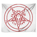 Red Satanic Pentagram Symbol Print Tapestry
