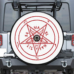 Red Satanic Pentagram Symbol Print Tire Cover With Camera Hole