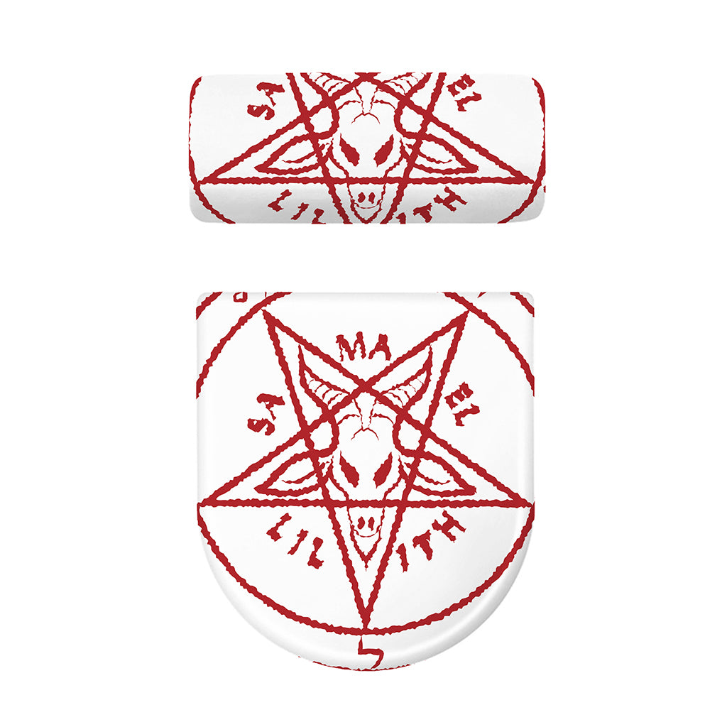 Red Satanic Pentagram Symbol Print Toilet Lid And Tank Cover Set