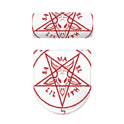Red Satanic Pentagram Symbol Print Toilet Lid And Tank Cover Set