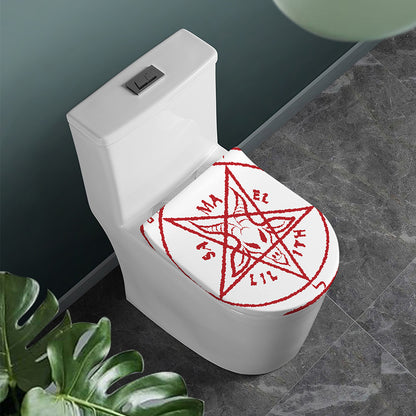 Red Satanic Pentagram Symbol Print Toilet Lid Cover