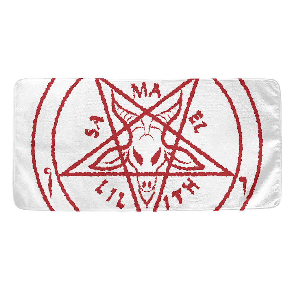 Red Satanic Pentagram Symbol Print Towel