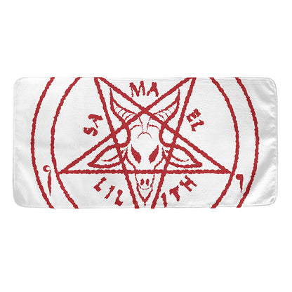 Red Satanic Pentagram Symbol Print Towel