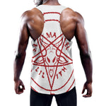 Red Satanic Pentagram Symbol Print Training Tank Top