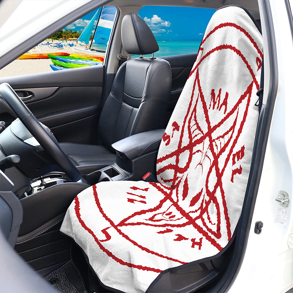 Red Satanic Pentagram Symbol Print Waterproof Car Seat Cover