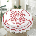 Red Satanic Pentagram Symbol Print Waterproof Round Tablecloth