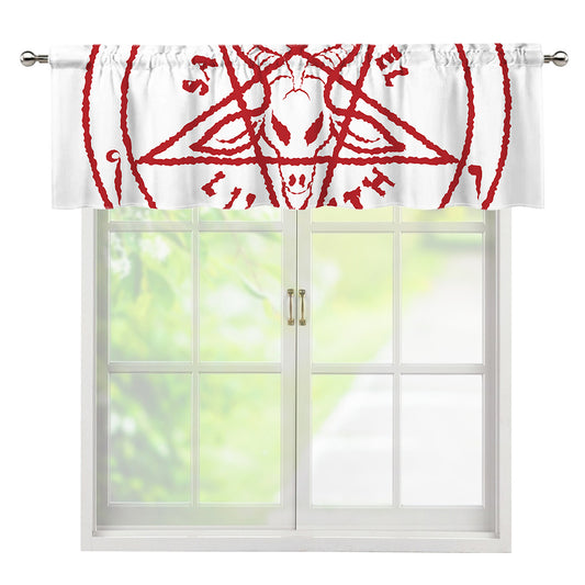 Red Satanic Pentagram Symbol Print Window Valance