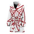 Red Satanic Pentagram Symbol Print Women's Bathrobe