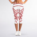 Red Satanic Pentagram Symbol Print Women's Capri Leggings