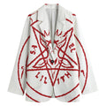 Red Satanic Pentagram Symbol Print Women's Cotton Blazer