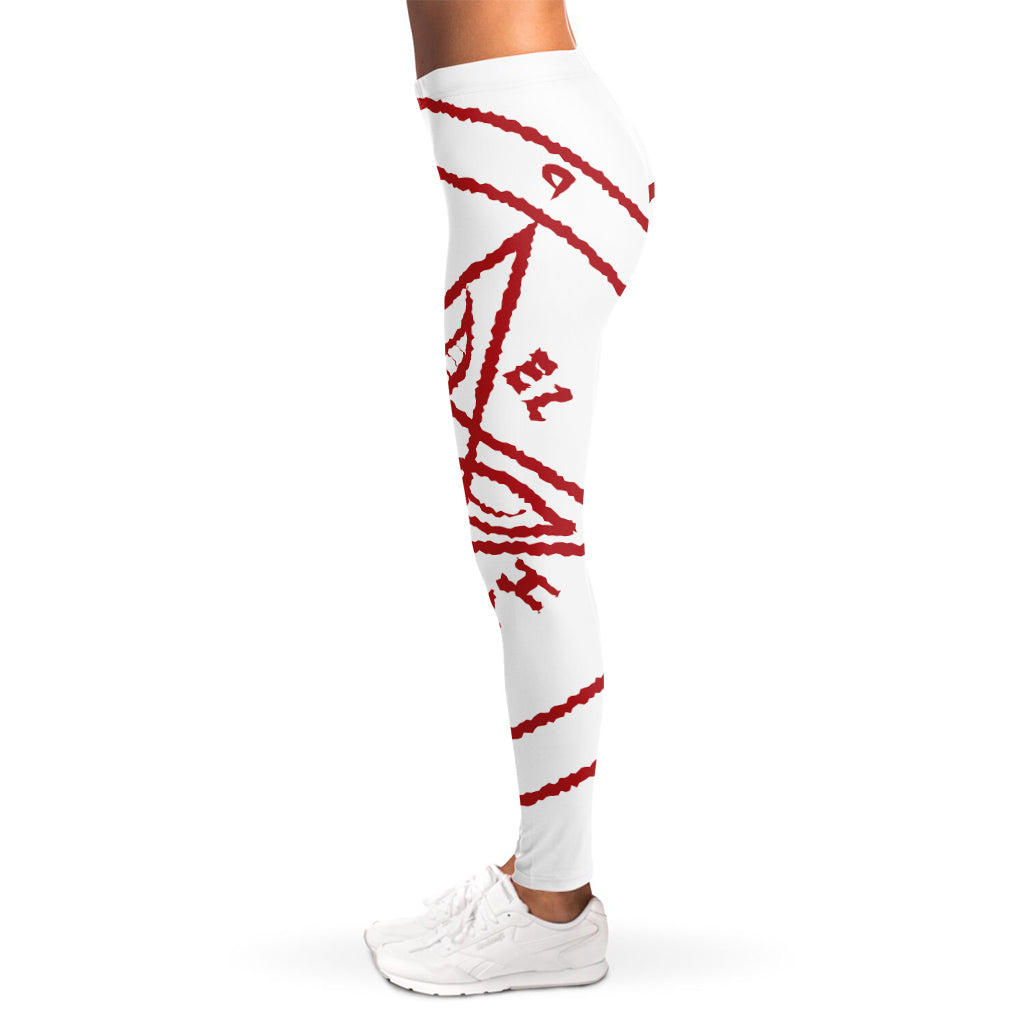 Red Satanic Pentagram Symbol Print Women's Leggings