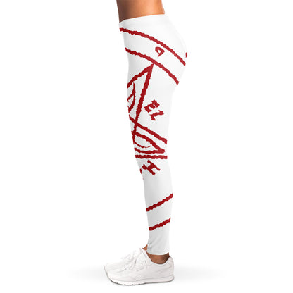 Red Satanic Pentagram Symbol Print Women's Leggings
