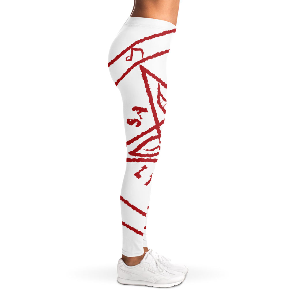 Red Satanic Pentagram Symbol Print Women's Leggings