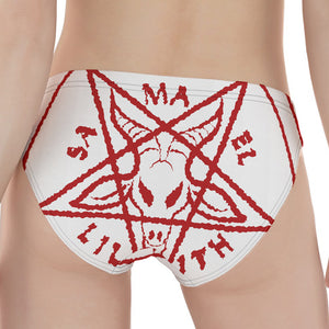 Red Satanic Pentagram Symbol Print Women's Panties