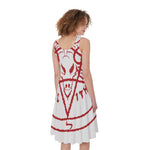 Red Satanic Pentagram Symbol Print Women's Sleeveless Dress