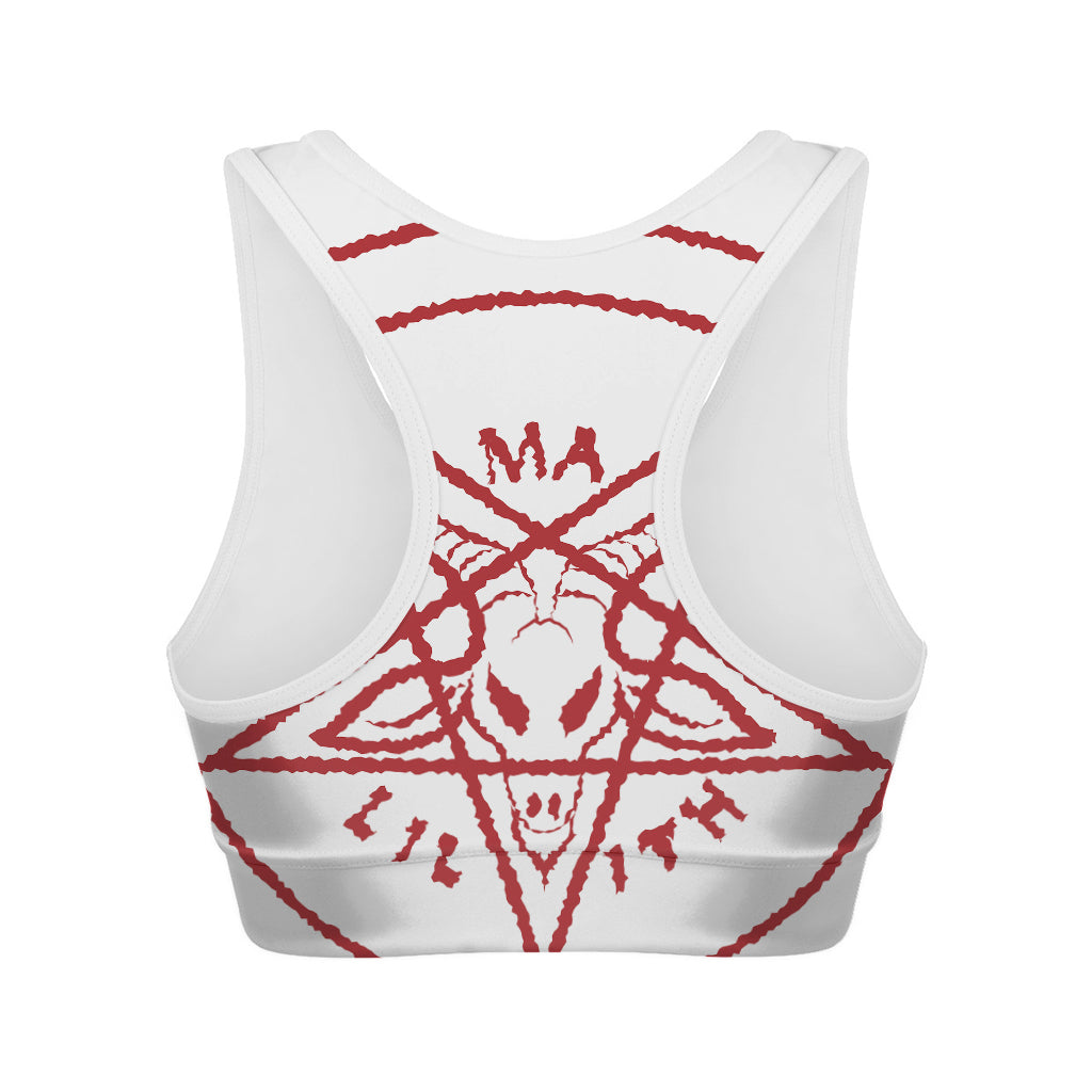 Red Satanic Pentagram Symbol Print Women's Sports Bra