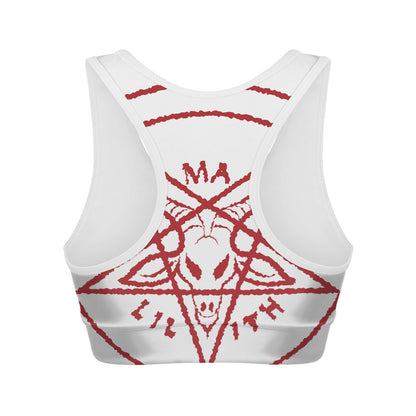 Red Satanic Pentagram Symbol Print Women's Sports Bra