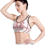 Red Satanic Pentagram Symbol Print Women's Sports Bra