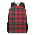 Red Scottish Tartan Pattern Print 17 Inch Backpack