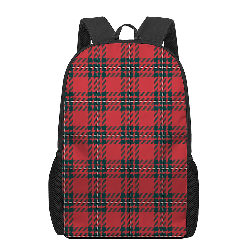 Red Scottish Tartan Pattern Print 17 Inch Backpack