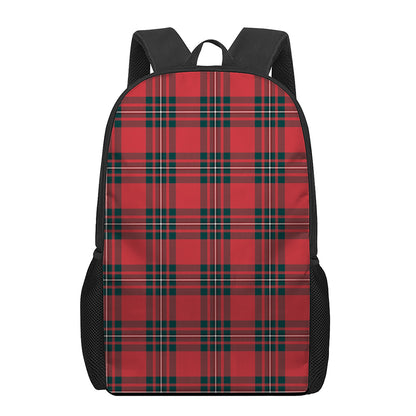 Red Scottish Tartan Pattern Print 17 Inch Backpack
