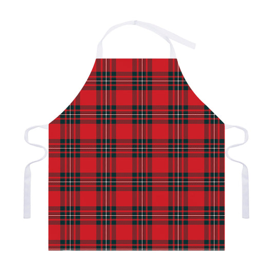 Red Scottish Tartan Pattern Print Adjustable Apron
