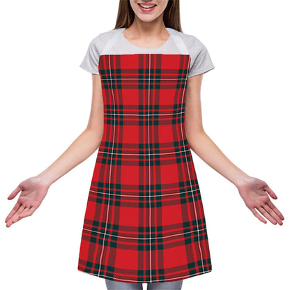 Red Scottish Tartan Pattern Print Adjustable Apron