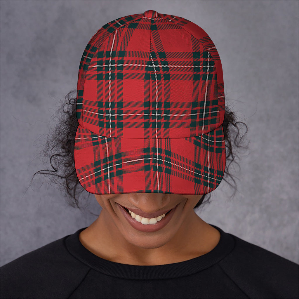 Red Scottish Tartan Pattern Print Baseball Cap