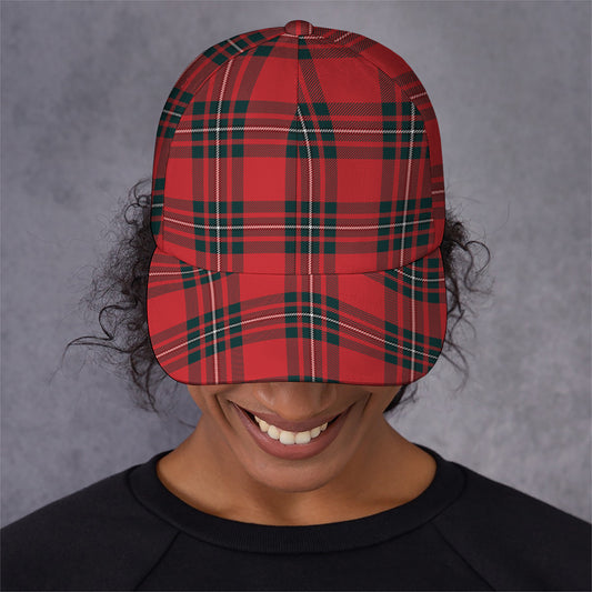 Red Scottish Tartan Pattern Print Baseball Cap