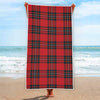 Red Scottish Tartan Pattern Print Beach Towel