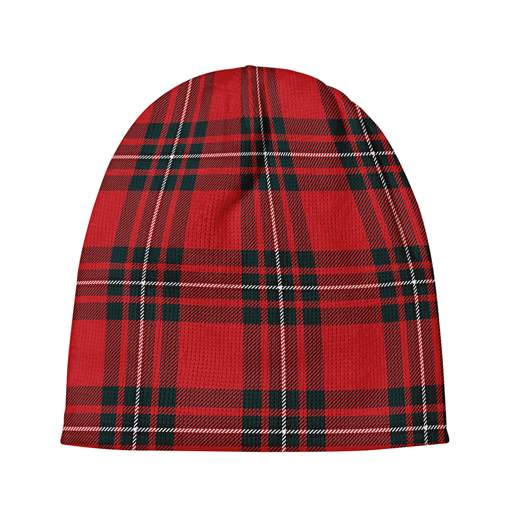 Red Scottish Tartan Pattern Print Beanie