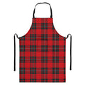 Red Scottish Tartan Pattern Print Bib Apron With Pocket