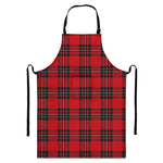 Red Scottish Tartan Pattern Print Bib Apron With Pocket