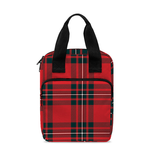 Red Scottish Tartan Pattern Print Bible Tote Bag